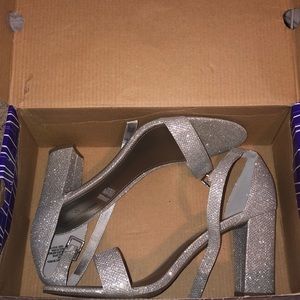 silver wedge heels